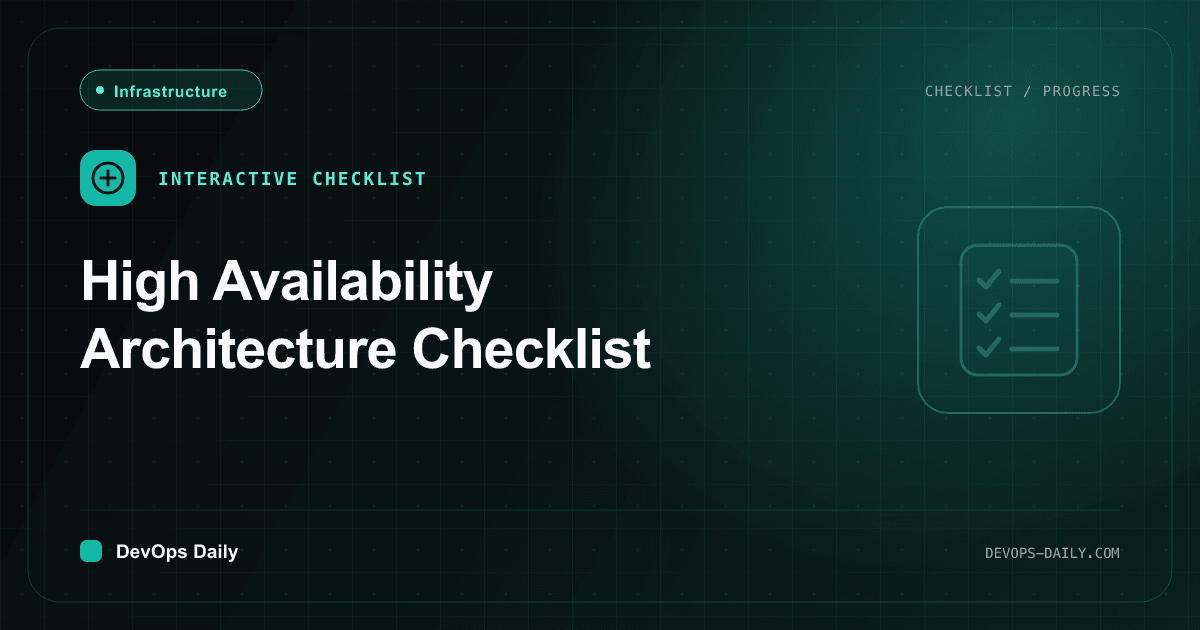 High Availability Architecture Checklist